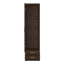 Load image into Gallery viewer, Imperial Dark Mahogany Melamine Tall Glazed 1 Door 2 Drawer Narrow Display Cabinet