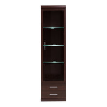 Load image into Gallery viewer, Imperial Dark Mahogany Melamine Tall Glazed 1 Door 2 Drawer Narrow Display Cabinet