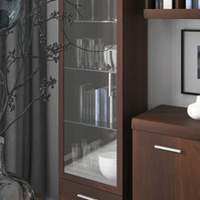 Load image into Gallery viewer, Imperial Dark Mahogany Melamine Tall Glazed 1 Door 2 Drawer Narrow Display Cabinet