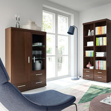 Load image into Gallery viewer, Imperial Dark Mahogany Melamine 2 Door 3 Drawer Glazed Display Cabinet