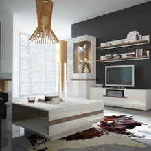 Load image into Gallery viewer, Chelsea Living White Tall Glazed Wide Display Cabinet with a Truffle Oak Trim (Right Display)