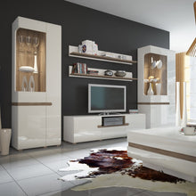 Load image into Gallery viewer, Chelsea Living White Tall Glazed Wide Display Cabinet with a Truffle Oak Trim (Left Display)