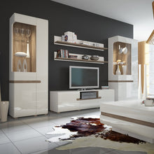 Load image into Gallery viewer, Chelsea Living White Tall Glazed Wide Display Cabinet with a Truffle Oak Trim (Right Display)