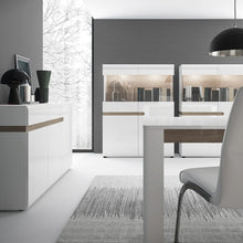 Load image into Gallery viewer, Chelsea Living Extending White Dining Table with a Truffle Oak Trim