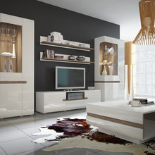 Load image into Gallery viewer, Chelsea Living White Tall Glazed Narrow Display Cabinet with a Truffle Oak Trim (Right Display)