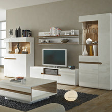 Load image into Gallery viewer, Chelsea Living White Low Display Cabinet with a Truffle Oak Trim