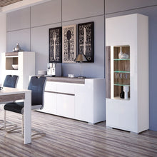Load image into Gallery viewer, Toronto Tall Narrow glazed display cabinet with internal shelves with Plexi Lighting