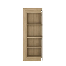 Load image into Gallery viewer, Lyon Riviera Oak/White High Gloss Narrow Display Cabinet (Right Hand)