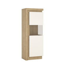 Load image into Gallery viewer, Lyon Riviera Oak/White High Gloss Narrow Display Cabinet (Right Hand)