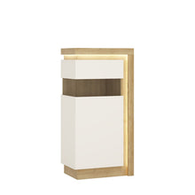 Load image into Gallery viewer, Lyon Riviera Oak/White High Gloss Short Narrow Display Cabinet (Left Hand)