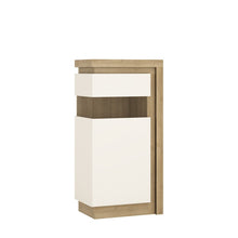 Load image into Gallery viewer, Lyon Riviera Oak/White High Gloss Short Narrow Display Cabinet (Left Hand)