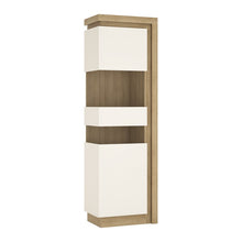 Load image into Gallery viewer, Lyon Riviera Oak/White High Gloss Tall Narrow Display Cabinet (Left Hand)