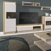 Load image into Gallery viewer, Lyon Riviera Oak/White High Gloss Narrow Display Cabinet (Left Hand)