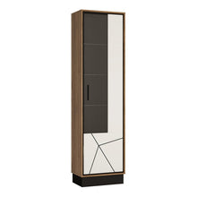 Load image into Gallery viewer, Brolo Tall Glazed, Walnut Display Cabinet with White and Dark Panel Finish (Right Hand)