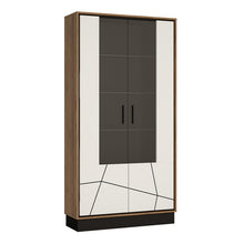 Load image into Gallery viewer, Brolo Tall Wide Glazed, Walnut Display Cabinet with White and Dark Panel Finish
