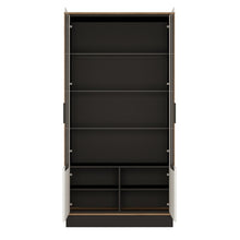 Load image into Gallery viewer, Brolo Tall Wide Glazed, Walnut Display Cabinet with White and Dark Panel Finish