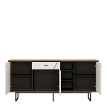 Load image into Gallery viewer, Brolo 3 Door 1 Drawer Wide Walnut Sideboard with White and Dark Panel Finish