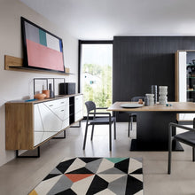 Load image into Gallery viewer, Brolo 3 Door 1 Drawer Wide Walnut Sideboard with White and Dark Panel Finish