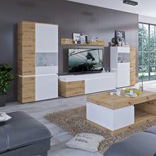 Load image into Gallery viewer, Luci White and Oak 4 Door Tall Display Cabinet with LED lighting (Right Hand)