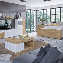Load image into Gallery viewer, Luci White and Oak 4 Door Low Display Cabinet with LED lighting