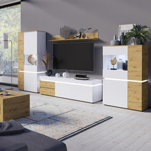 Load image into Gallery viewer, Luci White and Oak 4 Door Low Display Cabinet with LED lighting
