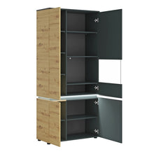 Load image into Gallery viewer, Luci Platinum and Oak 4 Door Tall Display Cabinet with LED lighting (Right Hand)