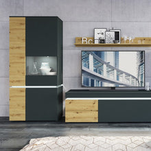 Load image into Gallery viewer, Luci Platinum and Oak 4 Door Tall Display Cabinet with LED lighting (Left Hand)