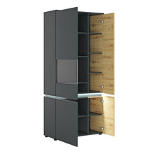 Load image into Gallery viewer, Luci Platinum and Oak 4 Door Tall Display Cabinet with LED lighting (Left Hand)