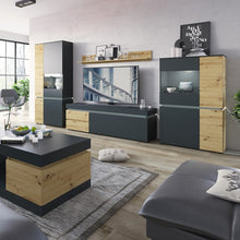Load image into Gallery viewer, Luci Platinum and Oak 4 Door Low Display Cabinet with LED lighting