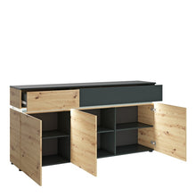 Load image into Gallery viewer, Luci Platinum and Oak 3 Door 2 Drawer Sideboard with LED lighting