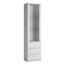 Load image into Gallery viewer, Fribo Tall Narrow 1 Door 3 Drawer Glazed, White Display Cabinet