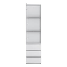 Load image into Gallery viewer, Fribo Tall Narrow 1 Door 3 Drawer Glazed, White Display Cabinet