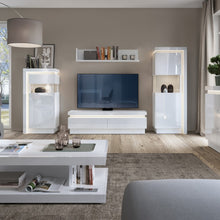 Load image into Gallery viewer, Lyon White High Gloss Narrow Display Cabinet with LED Lighting (Left Hand)