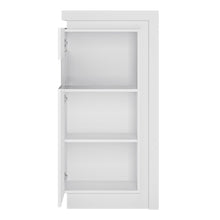 Load image into Gallery viewer, Lyon White High Gloss Short Narrow Display Cabinet with LED Lighting (Left Hand)