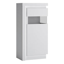 Load image into Gallery viewer, Lyon White High Gloss Short Narrow Display Cabinet with LED Lighting (Right Hand)