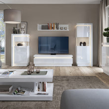 Load image into Gallery viewer, Lyon White High Gloss Short Narrow Display Cabinet with LED Lighting (Right Hand)