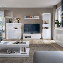 Load image into Gallery viewer, Lyon White High Gloss Tall Narrow Display Cabinet with LED Lighting (Right Hand)