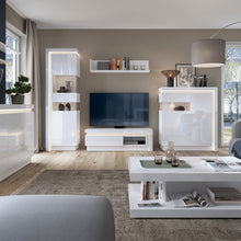 Load image into Gallery viewer, Lyon White High Gloss Tall Narrow Display Cabinet with LED Lighting (Left Hand)