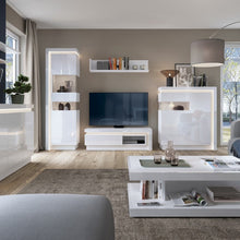 Load image into Gallery viewer, Lyon White High Gloss Tall Narrow Display Cabinet with LED Lighting (Right Hand)