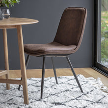 Load image into Gallery viewer, Newton Brown Faux Leather Dining Chairs (Pair)