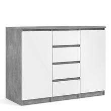 Load image into Gallery viewer, Naia Concrete/White High Gloss 4 Drawers 2 Doors Sideboard