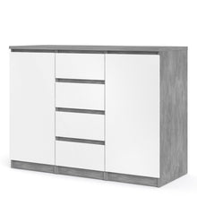 Load image into Gallery viewer, Naia Concrete/White High Gloss 4 Drawers 2 Doors Sideboard