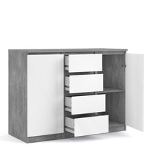 Load image into Gallery viewer, Naia Concrete/White High Gloss 4 Drawers 2 Doors Sideboard
