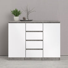 Load image into Gallery viewer, Naia Concrete/White High Gloss 4 Drawers 2 Doors Sideboard