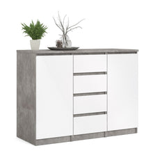 Load image into Gallery viewer, Naia Concrete/White High Gloss 4 Drawers 2 Doors Sideboard