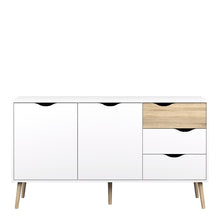 Load image into Gallery viewer, Oslo White and Oak Large 3 Drawers 2 Doors Sideboard