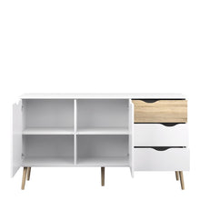 Load image into Gallery viewer, Oslo White and Oak Large 3 Drawers 2 Doors Sideboard