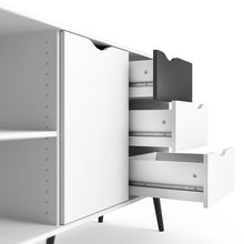 Load image into Gallery viewer, Oslo White and Matt Black Large 3 Drawers 2 Doors Sideboard