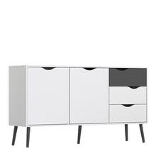 Load image into Gallery viewer, Oslo White and Matt Black Large 3 Drawers 2 Doors Sideboard