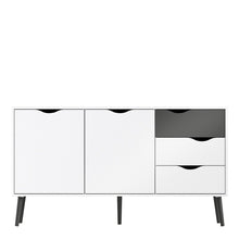 Load image into Gallery viewer, Oslo White and Matt Black Large 3 Drawers 2 Doors Sideboard